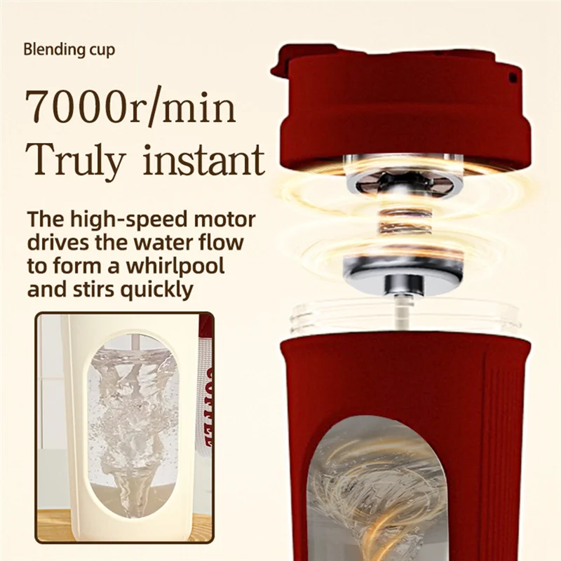 B01C-Self Stirring For Coffee Mug 450ML With Wooden Handle Self Mixing Glass Container For Coffee, Milk Protein Powder