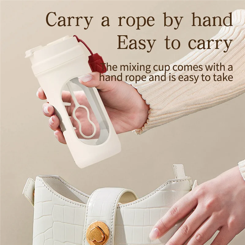 B01C-Self Stirring For Coffee Mug 450ML With Wooden Handle Self Mixing Glass Container For Coffee, Milk Protein Powder